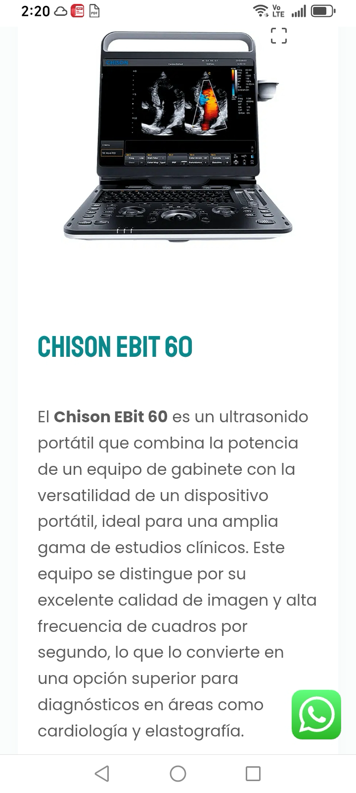 Equipo médico ultrasonido